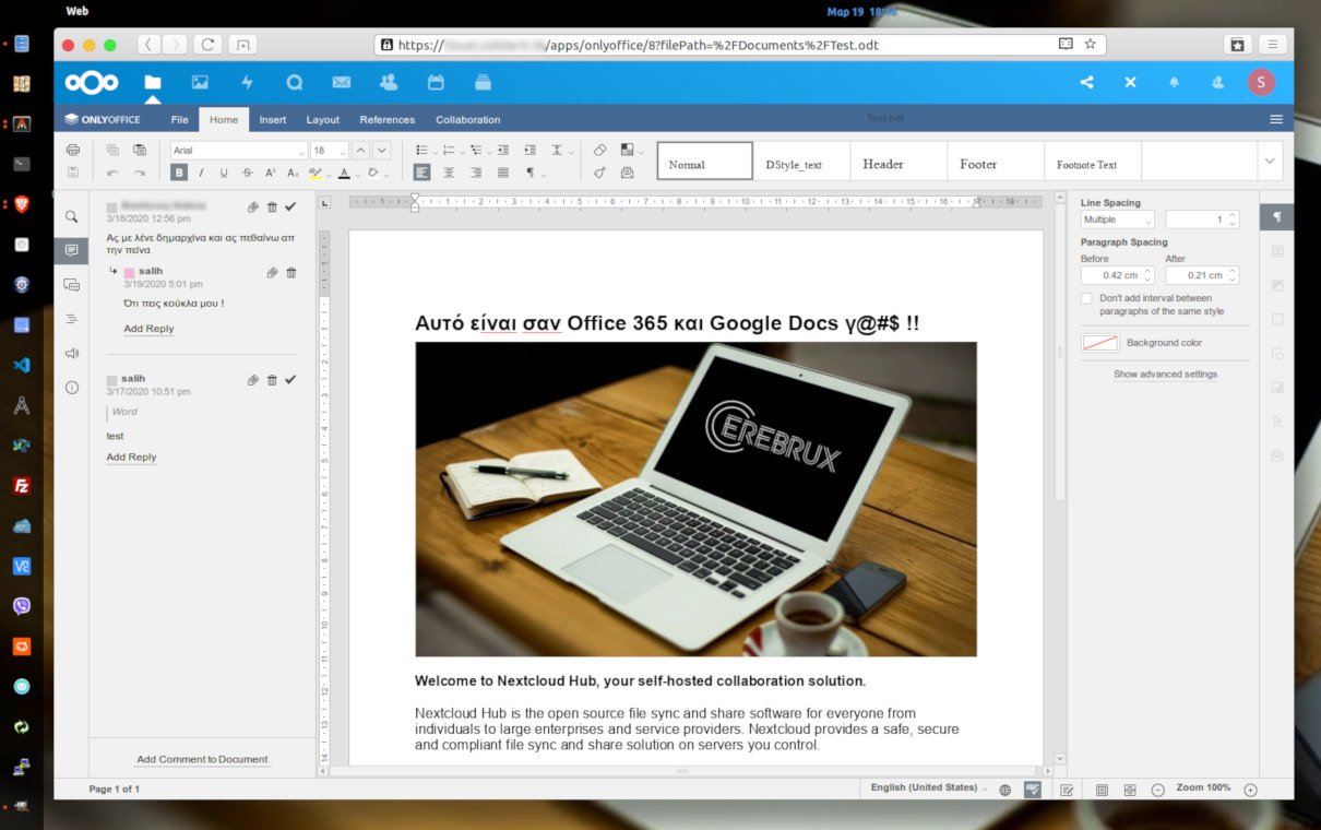 Εγκατάσταση Nextcloud Talk με OnlyOffice για τηλεργασία και συνεργατική επεξεργασία κειμένου